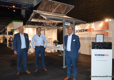 Arthur de Bruin, far right, will retire from SchermNed at the end of this month. He was at the fair with Carl Stougie and John van Hasenbroek.